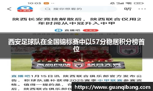西安足球队在全国锦标赛中以57分稳居积分榜首位